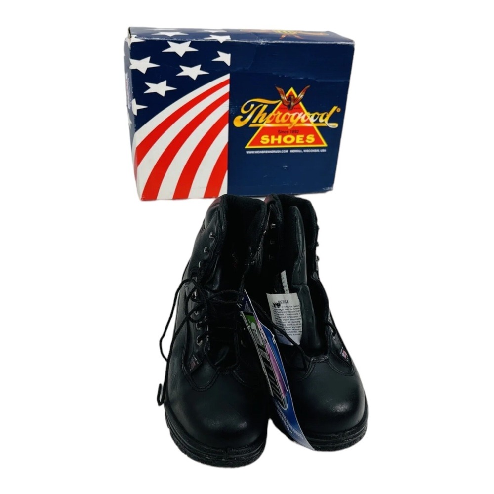 NWB Thorogood 804-6000 6" Sport Hiker Safety Toe Boots 7.5‎ Black Made in USA